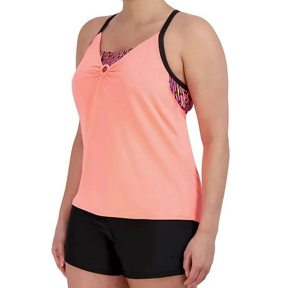 ZeroXposur 4-Way Stretch Solid 2 For Top Swimsuit (Scallop) Sz XXL